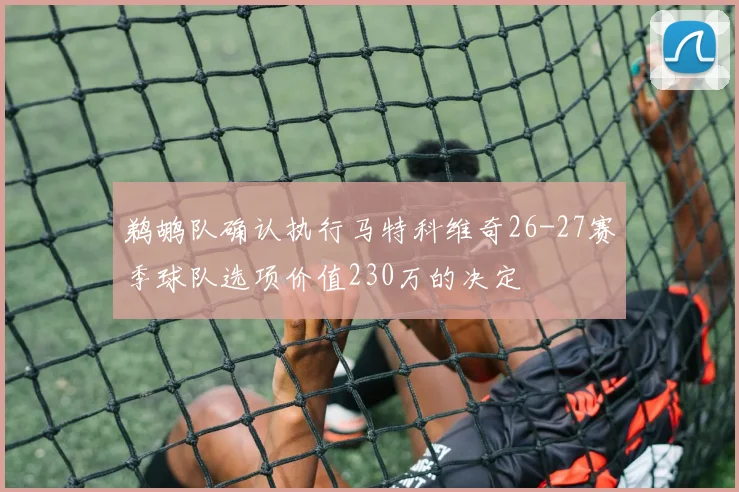 鹈鹕队确认执行马特科维奇26-27赛季球队选项价值230万的决定